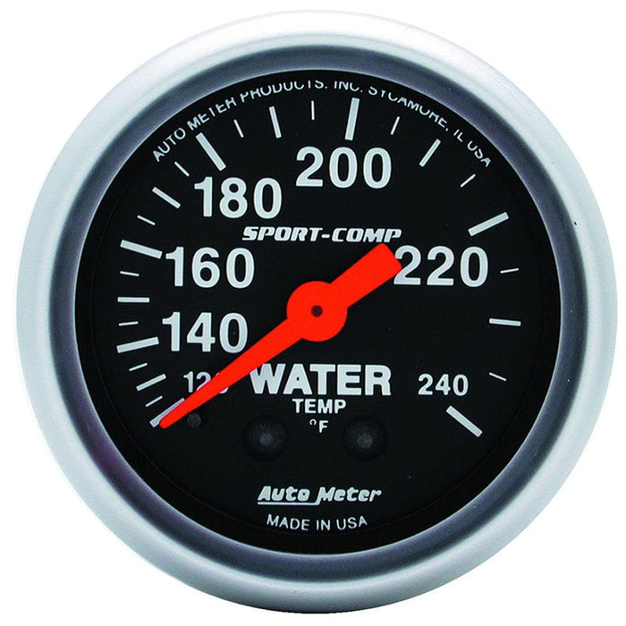 AUTOMETER 2-1/16", Full Sweep Mechanical, 120-240°F Sport-Comp Series Water Temperature Gauge AU3333 Autofit