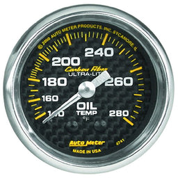 AUTOMETER 2-1/16", Full Sweep Mechanical, 140-280°F Carbon Fiber Series Oil Temperature Gauge AU4741 Autofit