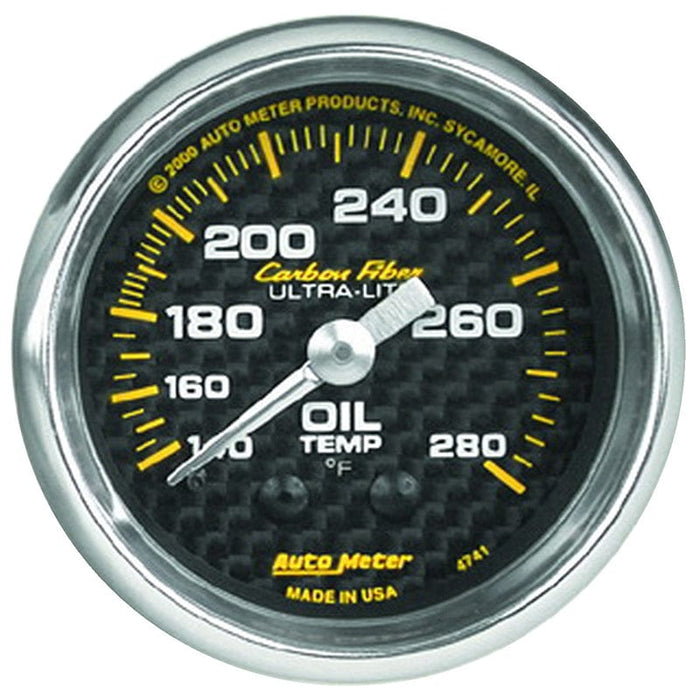 AUTOMETER 2-1/16", Full Sweep Mechanical, 140-280°F Carbon Fiber Series Oil Temperature Gauge AU4741 Autofit
