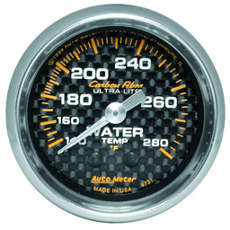 AUTOMETER 2-1/16", Full Sweep Mechanical, 140-280°F Carbon Fiber Series Water Temperature Gauge AU4731 Autofit