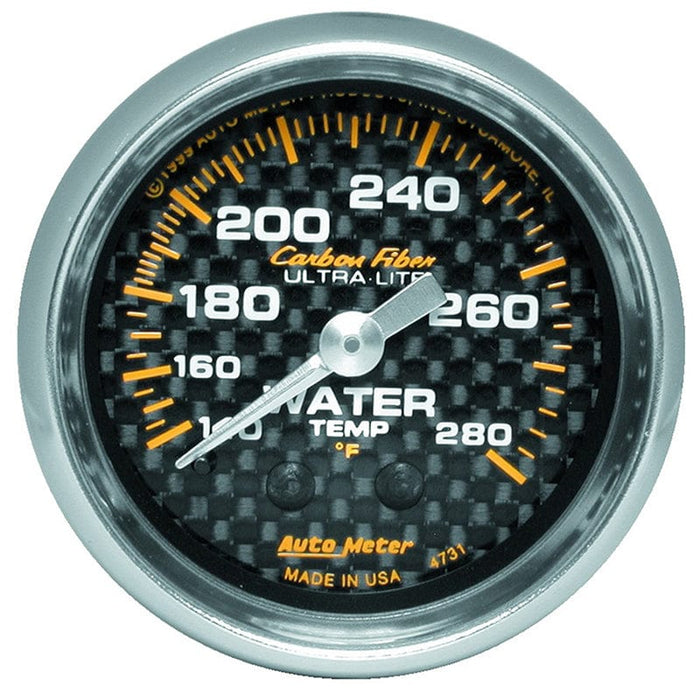 AUTOMETER 2-1/16", Full Sweep Mechanical, 140-280°F Carbon Fiber Series Water Temperature Gauge AU4731 Autofit