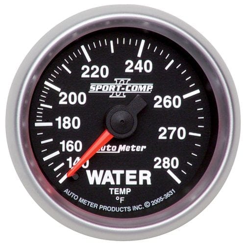 AUTOMETER 2-1/16", Full Sweep Mechanical, 140-280°F Sport-Comp II Water Temperature Gauge AU3631 Autofit
