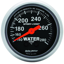 AUTOMETER 2-1/16", Full Sweep Mechanical, 140-280°F Sport-Comp Series Water Temperature Gauge AU3331 Autofit