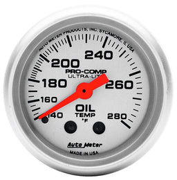 AUTOMETER 2-1/16", Full Sweep Mechanical, 140-280°F Ultra-Lite Series Oil Temperature Gauge AU4341 Autofit