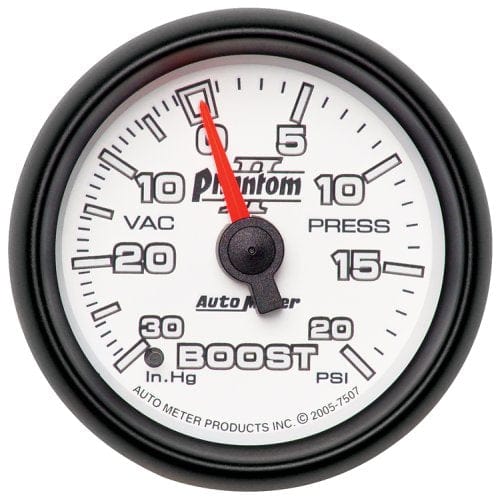 AUTOMETER 2-1/16", Full Sweep Mechanical, 30 In. Hg/20 psi Phantom II Series Boost/Vacuum Gauge AU7507 Autofit