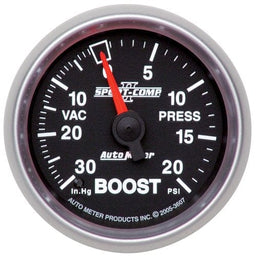 AUTOMETER 2-1/16", Full Sweep Mechanical, 30 In. Hg/20 psi Sport-Comp II Boost/Vacuum Gauge AU3607 Autofit