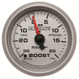 AUTOMETER 2-1/16", Full Sweep Mechanical, 30 In. Hg/20 psi Ultra-Lite II Series Boost/Vacuum Gauge AU4907 Autofit