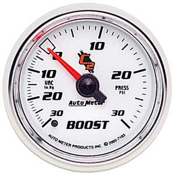 AUTOMETER 2-1/16", Full Sweep Mechanical, 30 In. Hg/30 psi C2 Series Boost/Vacuum Gauge AU7103 Autofit