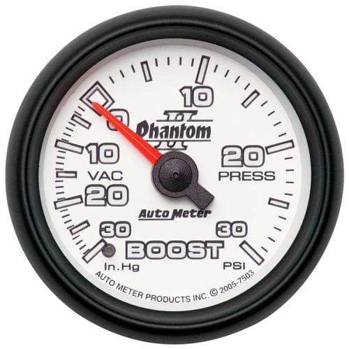 AUTOMETER 2-1/16", Full Sweep Mechanical, 30 In. Hg/30 psi Phantom II Series Boost/Vacuum Gauge AU7503 Autofit