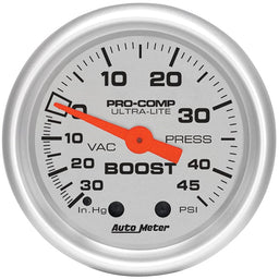 AUTOMETER 2-1/16", Full Sweep Mechanical, 30 In. Hg/45 psi Ultra-Lite Series Boost/Vacuum Gauge AU4308 Autofit