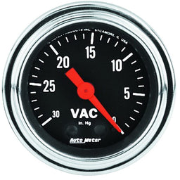 AUTOMETER 2-1/16", Full Sweep Mechanical, 30 In. Hg. Traditional Chrome Series Vacuum Gauge AU2484 Autofit