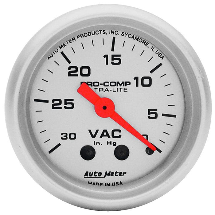 AUTOMETER 2-1/16", Full Sweep Mechanical, 30 In. Hg. Ultra-Lite Series Vacuum Gauge AU4384 Autofit
