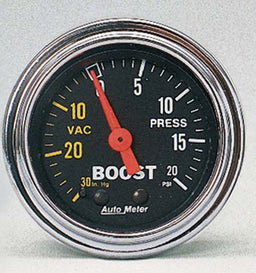 AUTOMETER 2-1/16", Full Sweep Mechanical, 30 In. Hg.-Vac/20 psi Traditional Chrome Series Boost/Vacuum Gauge AU2401 Autofit