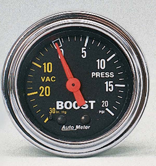 AUTOMETER 2-1/16", Full Sweep Mechanical, 30 In. Hg.-Vac/20 psi Traditional Chrome Series Boost/Vacuum Gauge AU2401 Autofit