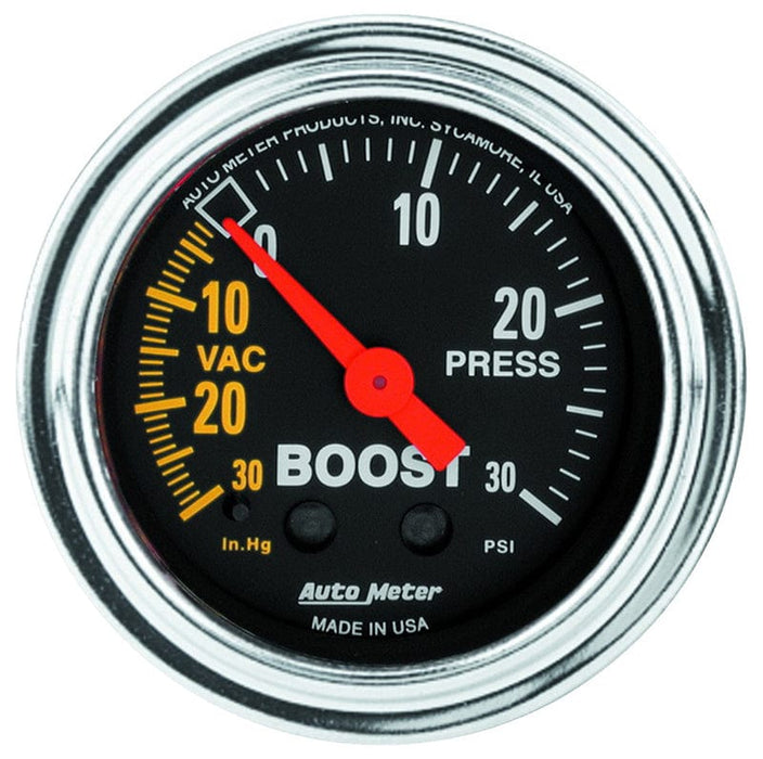 AUTOMETER 2-1/16", Full Sweep Mechanical, 30 In. Hg.-Vac/30 psi Traditional Chrome Series Boost/Vacuum Gauge AU2403 Autofit