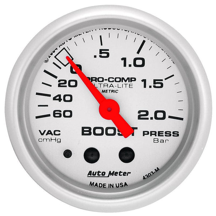 AUTOMETER 2-1/16", Full Sweep Mechanical, 60 cm/Hg - 2.0 Bar Ultra-Lite Series Boost/Vacuum Gauge AU4303-M Autofit