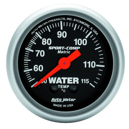 AUTOMETER 2-1/16", Full Sweep Mechanical, Metric, 50-115°C Sport-Comp Series Water Temperature Gauge AU3332-M Autofit
