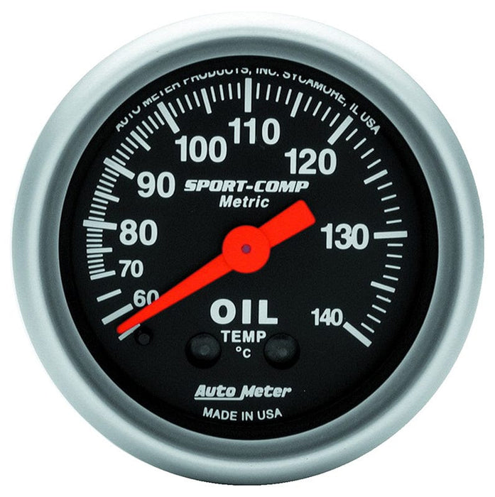 AUTOMETER 2-1/16", Full Sweep Mechanical, Metric, 60-140°C Sport-Comp Series Oil Temperature Gauge AU3341-M Autofit