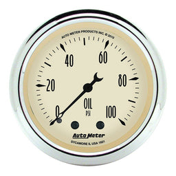 AUTOMETER 2-1/16", Full Sweep Mechincal, 0-100 psi Antique Beige Series Oil Pressure Gauge AU1821 Autofit