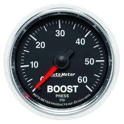 AUTOMETER 2-1/16", In-Dash, Full Sweep Mechanical, 0-60 psi GS Series Boost Gauge AU3805 Autofit