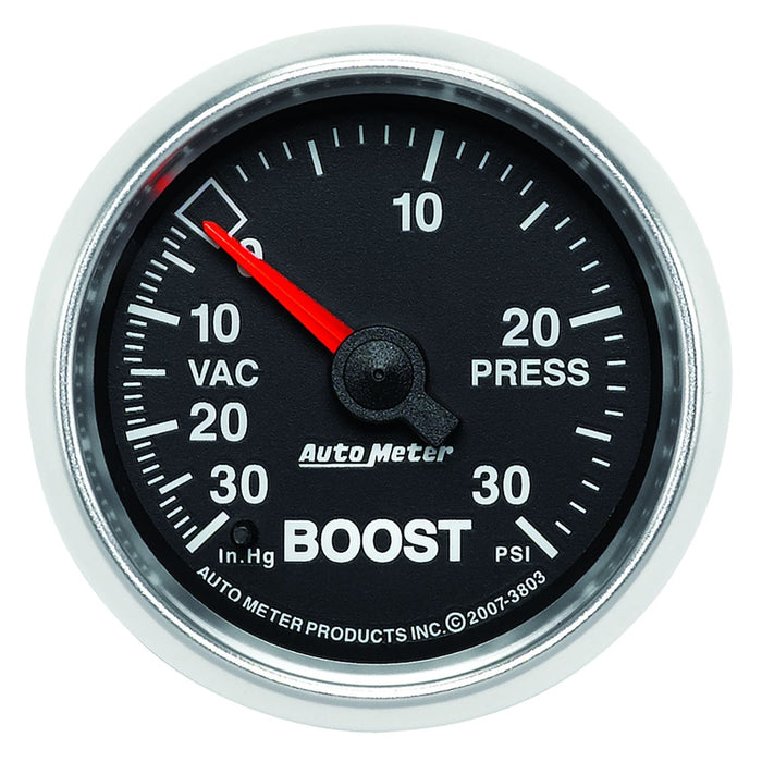 AUTOMETER 2-1/16", In-Dash, Full Sweep Mechanical, 30 In Hg.-Vac./30 psi. GS Series Boost/Vacuum Gauge AU3803 Autofit