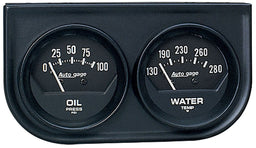 AUTOMETER 2-1/16", Mechanical, Oil Pressure 0-100 psi, Water Temperature 130-28 Auto gage Two-Gauge Console AU2345 Autofit