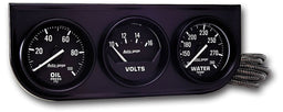 AUTOMETER 2-1/16", Mechanical, Oil Pressure, Water Temperature, Voltmeter Auto gage Three-Gauge Console AU2397 Autofit