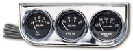 AUTOMETER 2-1/16", Mechanical, Oil Pressure, Water Temperature, Voltmeter, Chro Auto gage Three-Gauge Console AU2349 Autofit