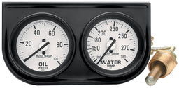 AUTOMETER 2-1/16", Mechanical, White Dial, Oil Press 0-100 psi, Water Temp 100- Auto gage Two-Gauge Console AU2326 Autofit
