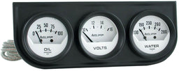 AUTOMETER 2-1/16", Mechanical, White Dial, Oil Pressure, Water Temperature, Vol Auto gage Three-Gauge Console AU2324 Autofit