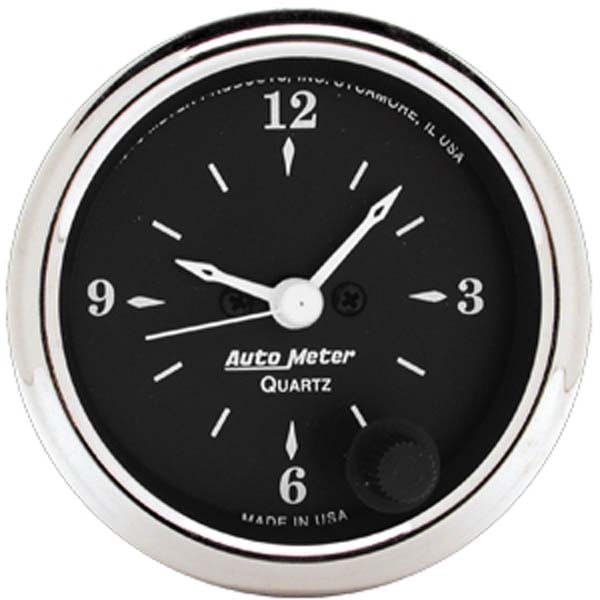 AUTOMETER 2-1/16", Quartz Movement w/Second Hand Old Tyme Black Series Clock AU1785 Autofit