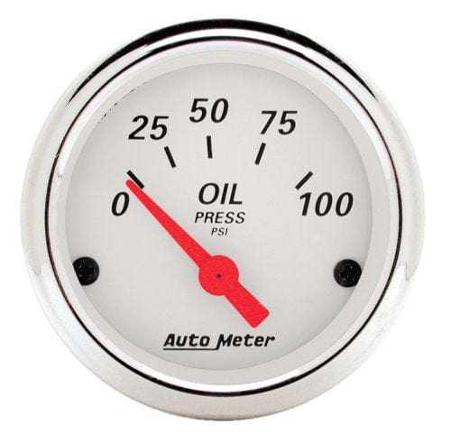 AUTOMETER 2-1/16", Short Sweep Electric, 0-100 psi Arctic White Series Oil Pressure Gauge AU1327 Autofit