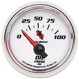 AUTOMETER 2-1/16", Short Sweep Electric, 0-100 psi C2 Series Oil Pressure Gauge AU7127 Autofit