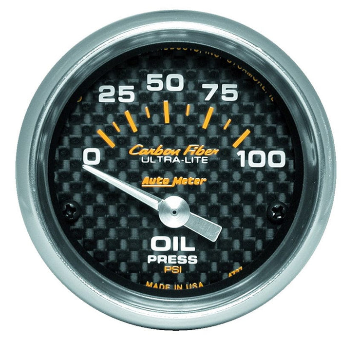AUTOMETER 2-1/16", Short Sweep Electric, 0-100 psi Carbon Fiber Series Oil Pressure Gauge AU4727 Autofit