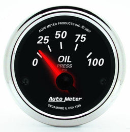 AUTOMETER 2-1/16", Short Sweep Electric, 0-100 psi Designer Black II Oil Pressure Gauge AU1228 Autofit