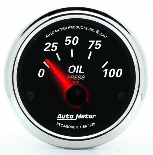 AUTOMETER 2-1/16", Short Sweep Electric, 0-100 psi Designer Black II Oil Pressure Gauge AU1228 Autofit