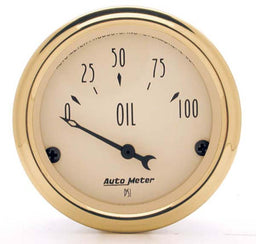 AUTOMETER 2-1/16", Short Sweep Electric, 0-100 psi Golden Oldies Series Oil Pressure Gauge AU1528 Autofit