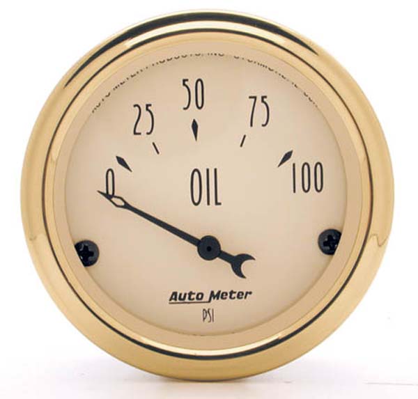 AUTOMETER 2-1/16", Short Sweep Electric, 0-100 psi Golden Oldies Series Oil Pressure Gauge AU1528 Autofit