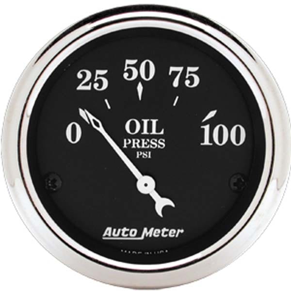AUTOMETER 2-1/16", Short Sweep Electric, 0-100 psi Old Tyme Black Series Oil Pressure Gauge AU1727 Autofit