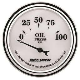 AUTOMETER 2-1/16", Short Sweep Electric, 0-100 psi Old Tyme White II Oil Pressure Gauge AU1227 Autofit