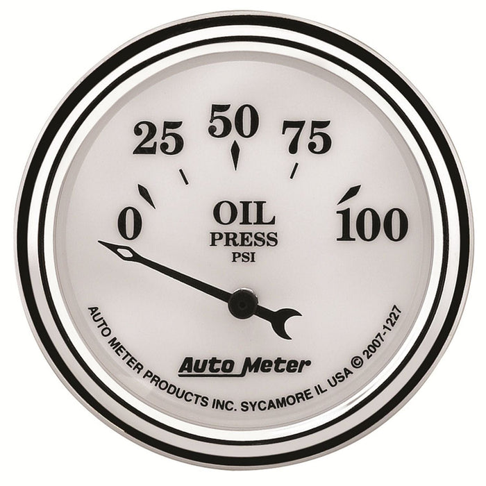 AUTOMETER 2-1/16", Short Sweep Electric, 0-100 psi Old Tyme White II Oil Pressure Gauge AU1227 Autofit