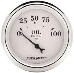 AUTOMETER 2-1/16", Short Sweep Electric, 0-100 psi Old Tyme White Series Oil Pressure Gauge AU1628 Autofit