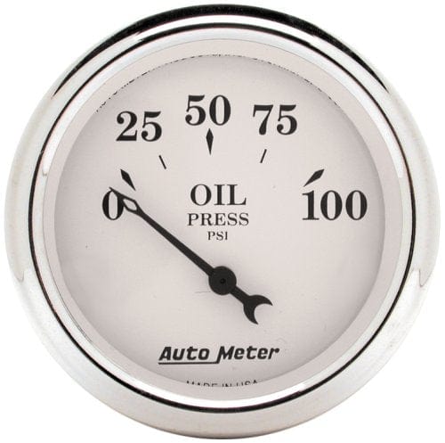 AUTOMETER 2-1/16", Short Sweep Electric, 0-100 psi Old Tyme White Series Oil Pressure Gauge AU1628 Autofit