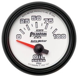 AUTOMETER 2-1/16", Short Sweep Electric, 0-100 psi Phantom II Series Oil Pressure Gauge AU7527 Autofit