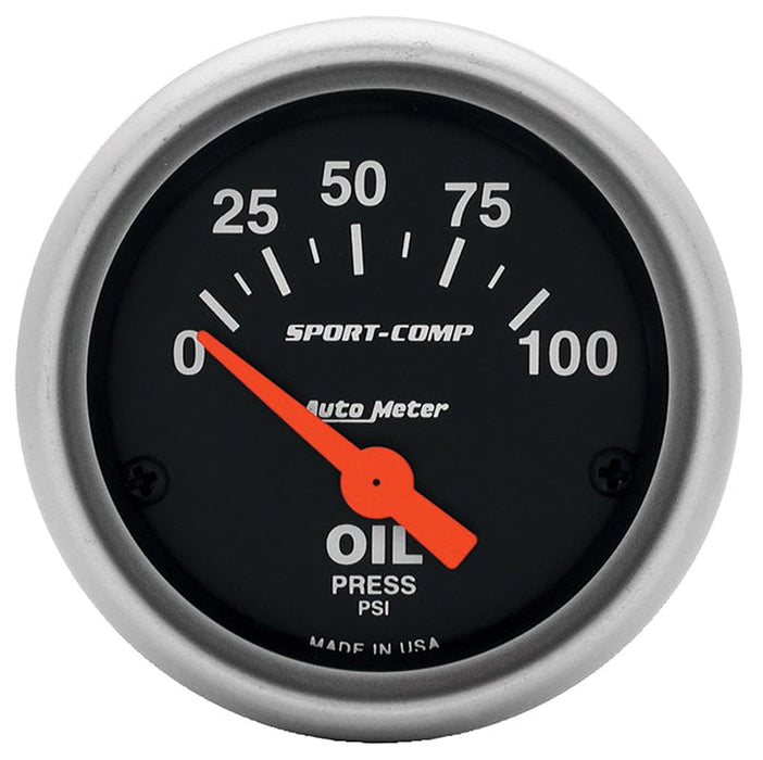 AUTOMETER 2-1/16", Short Sweep Electric, 0-100 psi Sport-Comp Series Oil Pressure Gauge AU3327 Autofit