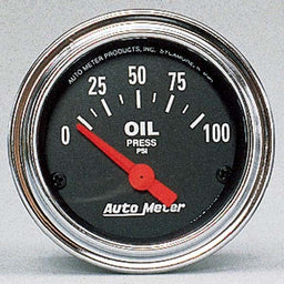 AUTOMETER 2-1/16", Short Sweep Electric, 0-100 psi Traditional Chrome Series Oil Pressure Gauge AU2522 Autofit