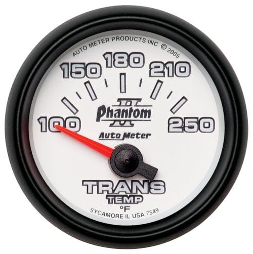 AUTOMETER 2-1/16", Short Sweep Electric, 100-250°F Phantom II Series Transmission Temperature Gauge AU7549 Autofit