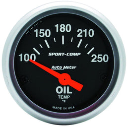 AUTOMETER 2-1/16", Short Sweep Electric, 100-250°F Sport-Comp Series Oil Temperature Gauge AU3347 Autofit