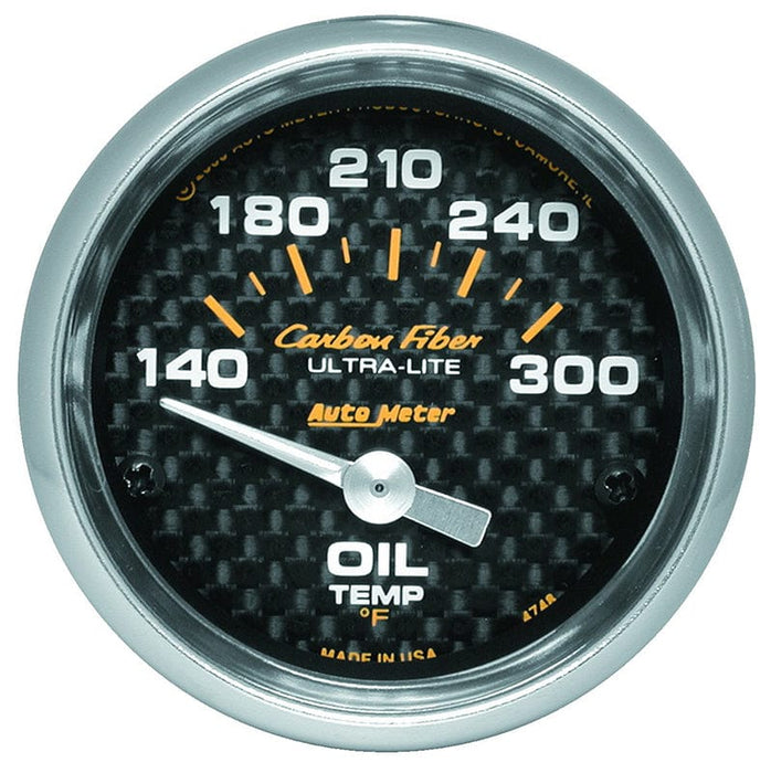 AUTOMETER 2-1/16", Short Sweep Electric, 140-300°F Carbon Fiber Series Oil Temperature Gauge AU4748 Autofit