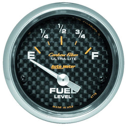 AUTOMETER 2-1/16", Short Sweep Electric, 240 ohms Empty/33 ohms Full Carbon Fiber Series Fuel Level Gauge AU4716 Autofit